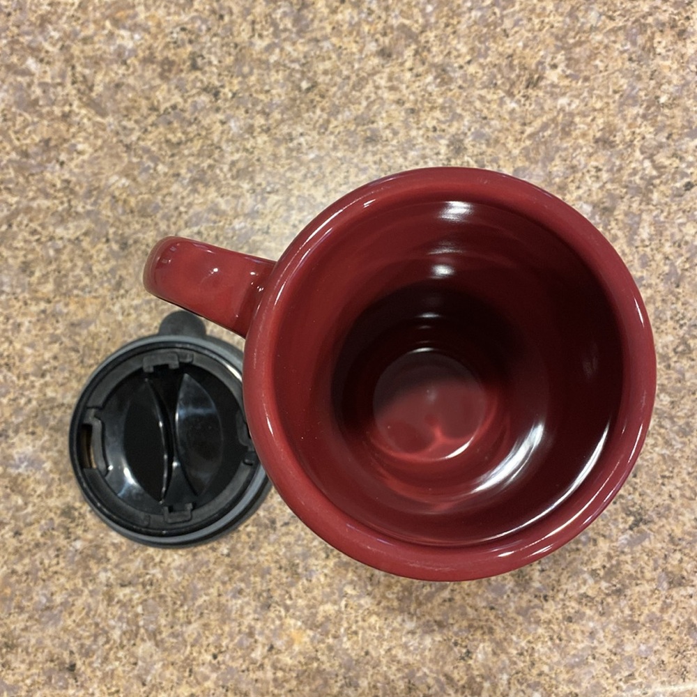 Longaberger Tall Travel Pottery Mug Paprika Red Woven Traditions - Picture 5 of 17